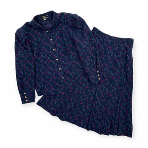 上下◆Leilian レリアン 金ボタン サマーウール セットアップ フローラル 花柄 デザイン シャツジャケット ブラウス フレアスカート 7