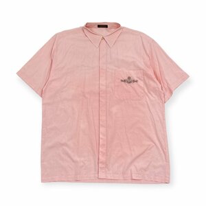 ARAMIS アラミス ポケット付き 半袖 コットン シャツ 刺繍デザイン Lサイズ/ピンク系/メンズ 紳士