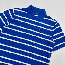 美品◆NIKE GOLF ナイキ ゴルフ DRI-FIT ボーダー柄 半袖 ドライ ポロシャツ Mサイズ/ブルー×ホワイト/メンズ スポーツ_画像2