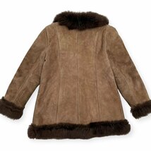 スペイン製◆FARLON 羊革 本革 リアルムートン コート ジャケット Lサイズ / ブラウン スウェードレザー_画像9