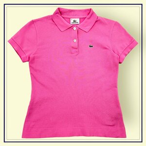 LACOSTE ラコステ ワニ刺繍 半袖 コットン ポロシャツ サイズ38/ピンク/レディース ファブリカ代理