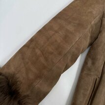 スペイン製◆FARLON 羊革 本革 リアルムートン コート ジャケット Lサイズ / ブラウン スウェードレザー_画像5