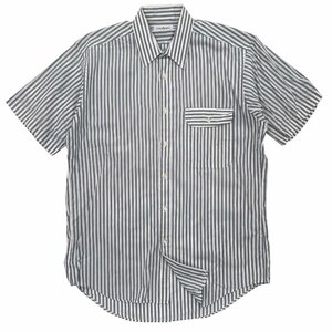 pierre cardin ピエールカルダン フラップポケット ストライプ 半袖シャツ /ドレスシャツ/メンズ/ホワイト×グレー