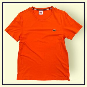 GOODカラー!!◆LACOSTE ラコステ LiVE ワンポイント刺繍 半袖Tシャツ サイズ 4 /オレンジ/ファブリカ/薄手