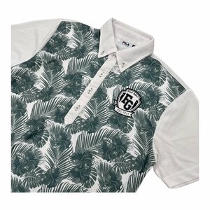 FILA GOLF filler Golf цветочный принт общий рисунок dry сетка BD рубашка-поло с коротким рукавом M размер / белый белый / мужской спорт / кнопка down 
