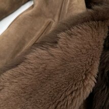 スペイン製◆FARLON 羊革 本革 リアルムートン コート ジャケット Lサイズ / ブラウン スウェードレザー_画像4
