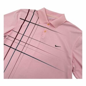 NIKE GOLF ナイキ ゴルフ チェック柄入り 半袖 ドライ ポロシャツ サイズ XL /ピンク/ゴルフ/スポーツ