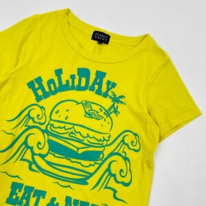 PEARLY GATES パーリーゲイツ BIGプリント 半袖Tシャツ カットソー サイズ 0 /蛍光イエロー系/コットン/日本製/ゴルフ/スポーツ