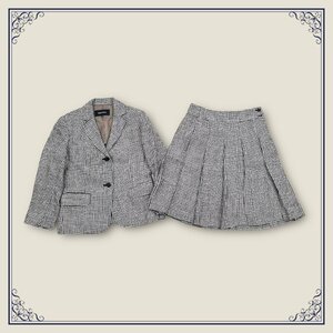  top and bottom *linen100%*MACPHEE McAfee Tomorrowland setup thousand bird .. pattern flax jacket × skirt size 38*34/ made in Japan 