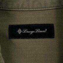 LOUNGE LIZARD ラウンジリザード ヘリンボーン ミリタリー シャツ ジャケット サイズ 2 /カーキ/オリーブ/日本製/メンズ/ビンテージ加工_画像5