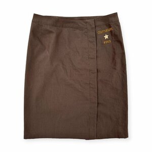 linen.*CASTELBAJAC Castelbajac tight skirt to coil skirt size 11/ brown group lady's Leica flax 