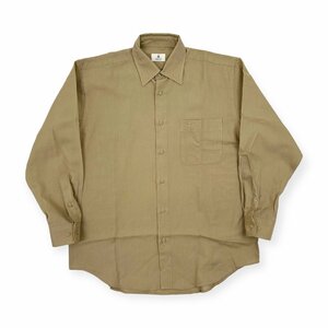 LANVIN CLASSIQUE ランバン ロゴ刺繍 ウール 長袖シャツ 48/ベージュ 系 メンズ 紳士 日本製