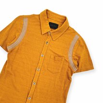 LOUNGE LIZARD ラウンジリザード ボーリングシャツ風 半袖 コットン シャツ サイズ 2 /マスタード イエロー 日本製_画像1