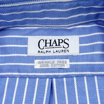 CHAPS RALPH LAUREN チャップス ラルフローレン ストライプ ボタンダウン BD 半袖 ドレスシャツ 40 /ブルー/ビンテージ/90s_画像5