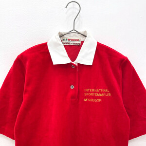 nichi men made *McGREGOR Mac rega- velour cloth polo-shirt with short sleeves M size / red red lady's Vintage 