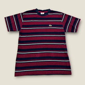 80s ビンテージ◆LACOSTE ラコステ 文字ワニ ボーダー柄 半袖 コットン Tシャツ サイズ 3/マルチ/大沢商会 古着