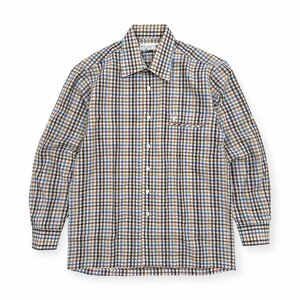 LYLE&SCOTT ライル&スコット リネン混 チェック柄 長袖 シャツ ロールアップ可 Mサイズ/ メンズ ゴルフ 麻