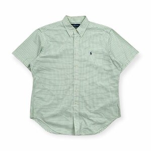 Ralph Lauren ポロラルフローレン CLASSIC FIT チェック柄 BD ボタンダウン オックスフォード 半袖 シャツ XL/メンズ グリーン系