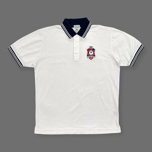 CAPTAIN SANTA GOLF キャプテンサンタ BIG刺繍 半袖 ポロシャツ サイズ M /白×紺/ゴルフ/ジョイマークデザイン/日本製