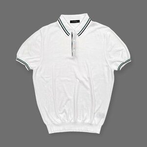 イタリア製 Ermenegildo Zegna エルメネジルドゼニア 薄手 半袖 コットンニット ポロシャツ Mサイズ 50 /白/ホワイト/メンズ