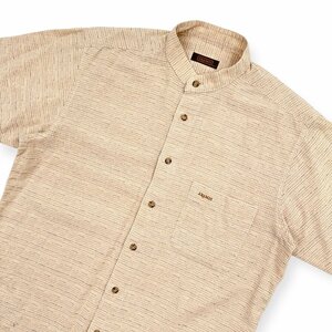 ARAMIS アラミス 刺繍総柄 バンドカラー 半袖シャツ サイズ M /ベージュ/メンズ/紳士/日本製