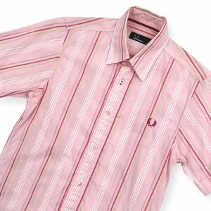 FRED PERRY フレッドペリー ストライプ 半袖シャツ サイズ XS /ピンク/ヒットユニオン