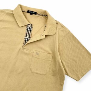 BURBERRY LONDON Burberry noba check switch hose embroidery deer. . polo-shirt with short sleeves M / beige / three . association / made in Japan 