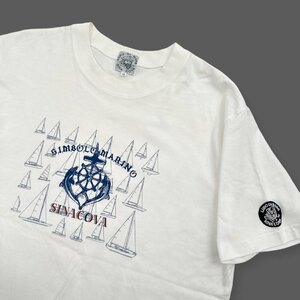SINA COVA シナコバ 船長ワッペン マリン プリント 半袖 Tシャツ LL /白/ホワイト/メンズ/日本製/大きいサイズ