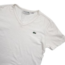 LACOSTE ラコステ Slim Fit ワニ刺繍 Vネック 半袖Tシャツ カットソー サイズ 2(FR) / 白 ホワイト メンズ 日本製_画像1