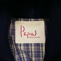 上質!!◆Papas パパス 裏チェック ウール ダッフルコート ロング M/ネイビー 濃紺 メンズ_画像6