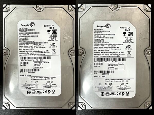 136.137.Seagate HDD 750GB 3.5インチ × 2台