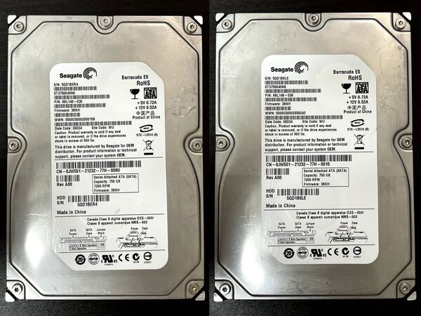 139.140.Seagate HDD 750GB 3.5インチ × 2台