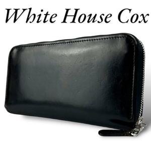 良品 White House Cox ホワイトハウスコックス　長財布 ラウンドファスナーレザー メンズ