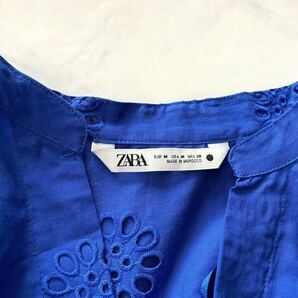 ZARA ザラ 大人可愛い カットワーク刺繍 シャツ ワンピース 羽織りにも ブルー オーバーサイズ コットン 長袖 春夏 Mサイズの画像10