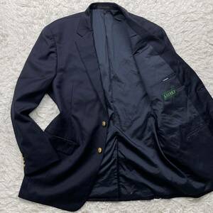 美品/希少XL ローレン ラルフローレン 金ボタン テーラードジャケット 紺ブレザー 42R ウール100% LAUREN RALPH LAUREN 春夏秋冬 メンズ