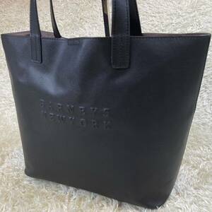  ultimate beautiful goods /A4 storage Barneys New York BARNEYS NEWYORKen Boss Logo tote bag business bag handbag black black leather original leather 