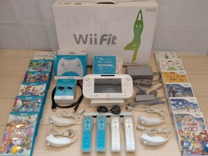 1 jpy ~ Nintendo nintendo Wii U body 32GB ( white ) soft summarize nn tea k remote control plus PRO controller Wii Fit set 