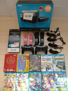 1円～　Nintendo　任天堂　Wii U 本体　32GB （クロ）　ソフト まとめ　ヌンチャク　リモコンプラス　アクセサリーパック