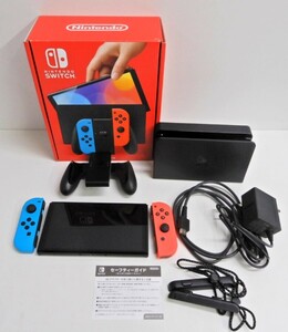 062Z490*[ used beautiful goods / operation goods ] Nintendo Switch body have machine EL model neon blue / neon red HEG-001 ②