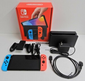 062Z380*[ unused goods ]Nintendo Switch body have machine EL model Joy-Con(L) neon blue /(R) neon red HEG-001 switch nintendo Nintendo 