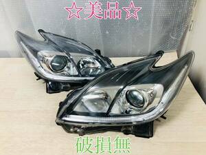 美品 破損無　トヨタ プリウスDAA-ZVW30 純正 後期 左右 セット HID ヘッドライト KOITO 47-52 　刻印モ　管理2401398