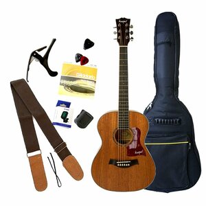Kaspal ミニギター アコギ マホガニー コンパクト アコースティックギター ケース 弦 初心者 子供用 女性用 マホガニー GT360M