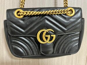 グッチ GGマーモント・ハート チェーンショルダーバッグ/446744/ブラック　 GUCCI