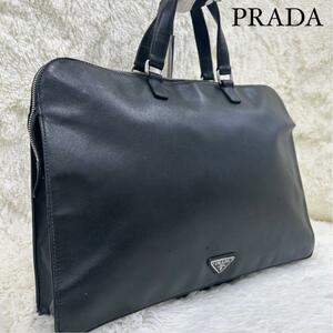  прекрасный товар Prada портфель мужской черный safia-no кожа Logo A4 портфель safia-no черный треугольник plate 