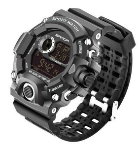 SQ006:デジタル腕時計 メンズウォッチ Gshock型 アウトドア バックライト スポーツ カジュアル 防水 耐衝撃 ブラ|a