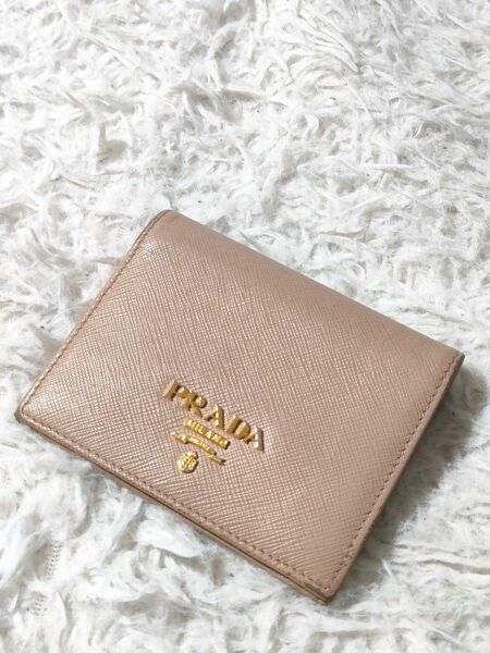 本物　正規品　PRADA 折り財布 バイカラー サフィアーノ