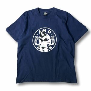 《良品◎》AND SUNS アンドサンズ★日本製*バッグロゴ*イラスト*半袖Tシャツ*カットソー*ネイビー*サイズM(MS2899)◆S60