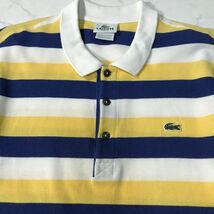 《オススメ◎》LACOSTE ラコステ★ワンポイント*ボーダーデザイン*ポロシャツ*イエロー/ネイビー/ホワイト*サイズ4(MS2928)◆S60_画像3