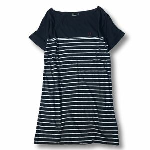 《良品◎》FRED PERRY フレッドペリー★ワンポイント*ボーダーデザイン*カットソーワンピース*ネイビー/ホワイト*サイズ4(LS462)◆S60