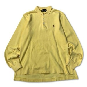 { superior article *}RALPH LAUREN Ralph Lauren * color po knee * one Point * polo-shirt with long sleeves * yellow * size L(LA1479)*S60